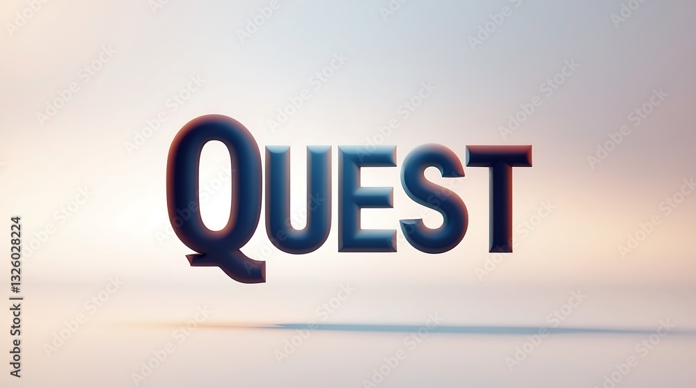 Poster exploring the theme of quest through bold lettering and simple background
