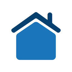 Home Symbol Concept Design - Blue House Icon with Copyspace on Isolated White Background - Vector Termplate