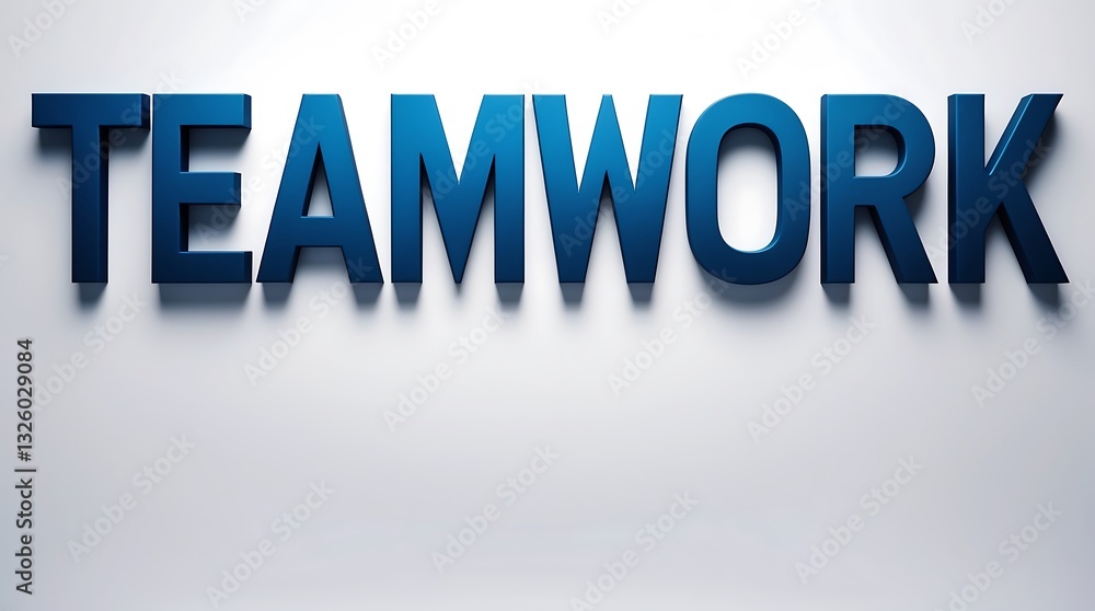 Poster strong emphasis on teamwork in a modern workspace setting with a clean backdrop