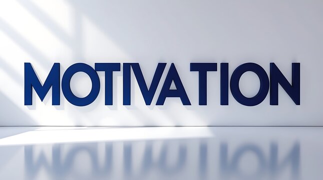 The word motivation is presented with bold typography against a minimalist backdrop