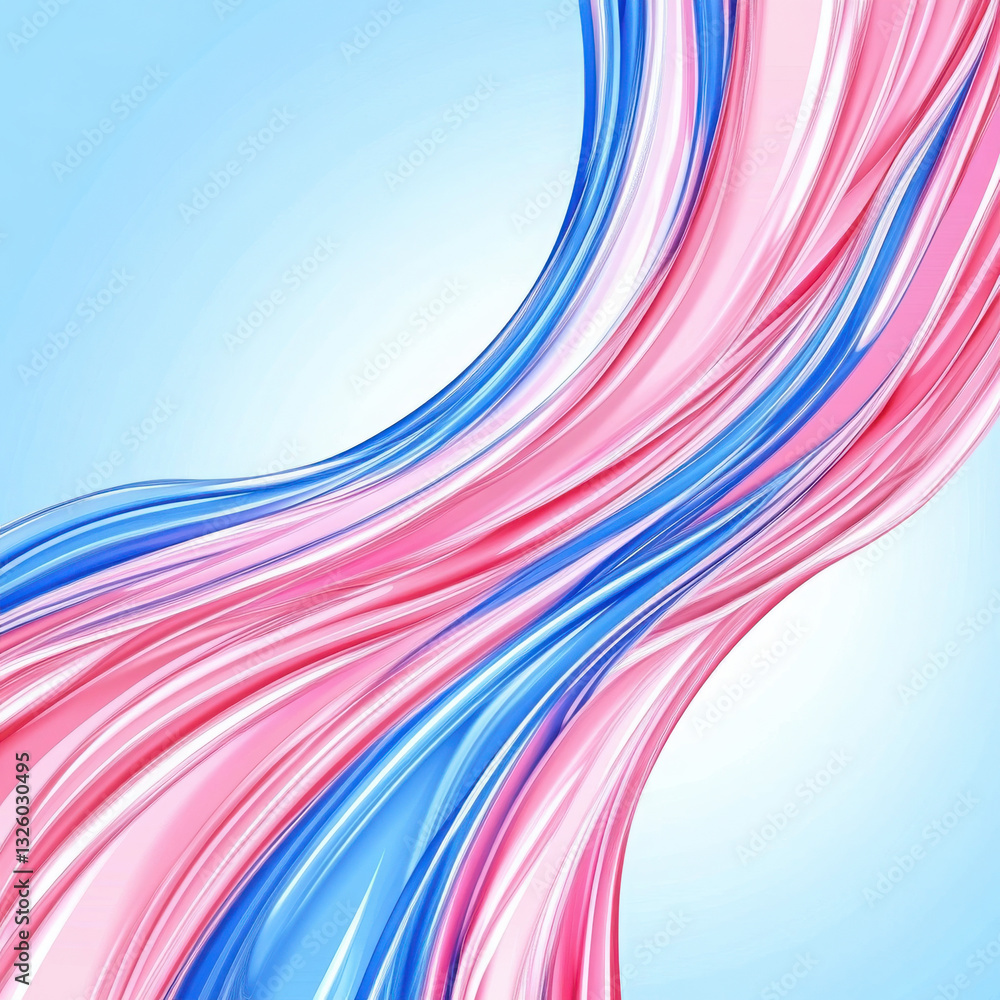 Poster abstract curved lines in blue and pink on light background for dynamic and modern design