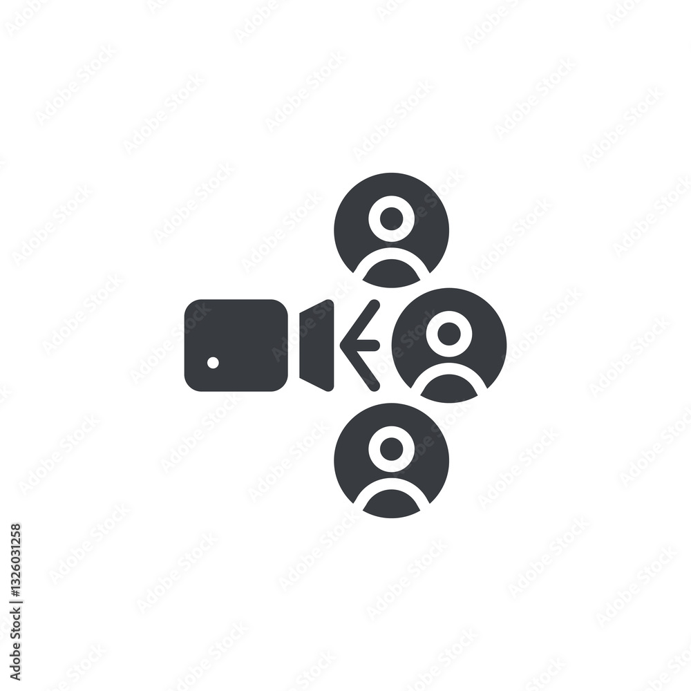 Poster video call screen with multiple user vector icon