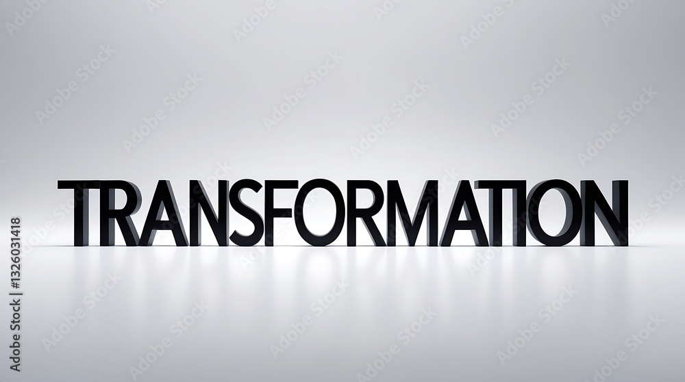 Aufkleber bold typography showcasing transformation with shadows and smooth textures