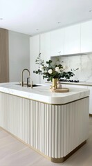 Premium kitchen design, luxury furniture and stylish layout of modern kitchen.