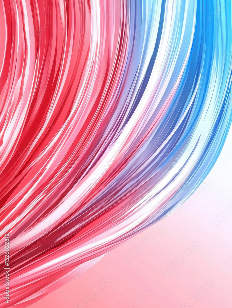 Poster vibrant red and blue abstract swirl with dynamic curves and fluid patterns