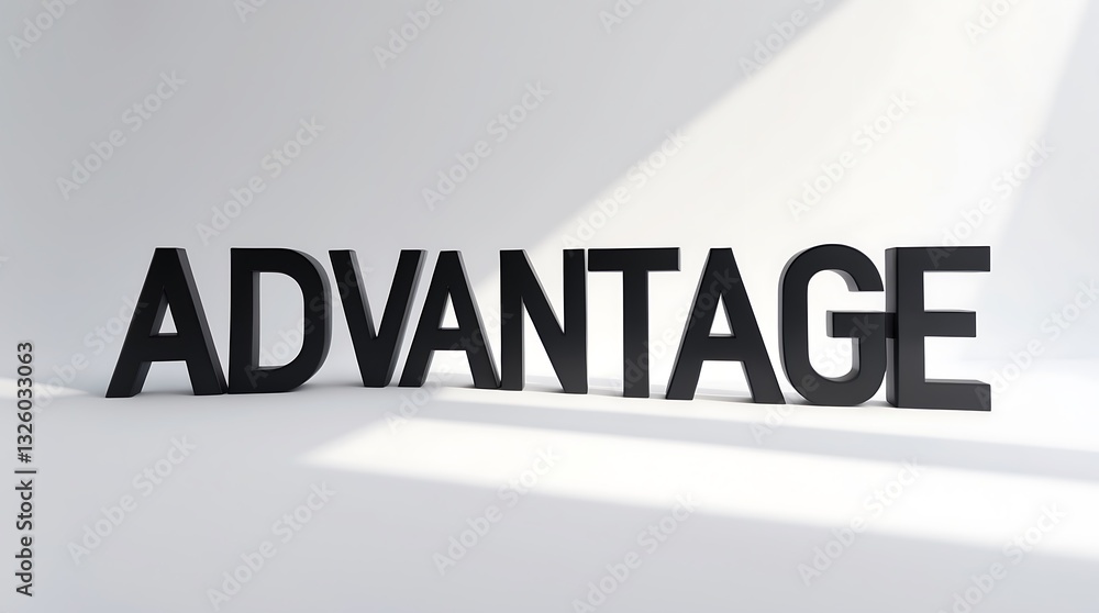 Poster creative display of the word advantage highlighted on a clean surface