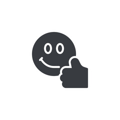 Smiley face with a thumbs up gesture vector icon
