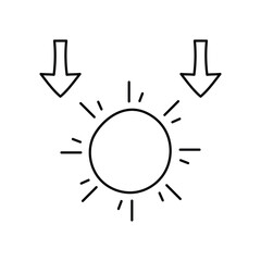 Sunset doodle line icon with white background vector stock illustration