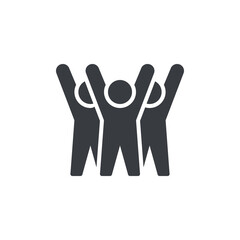 Group of people with a raised arms vector icon