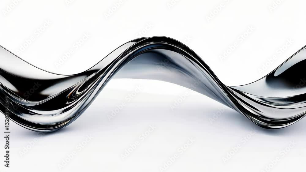 Aufkleber flowing metallic waveforms in motion against a clean background