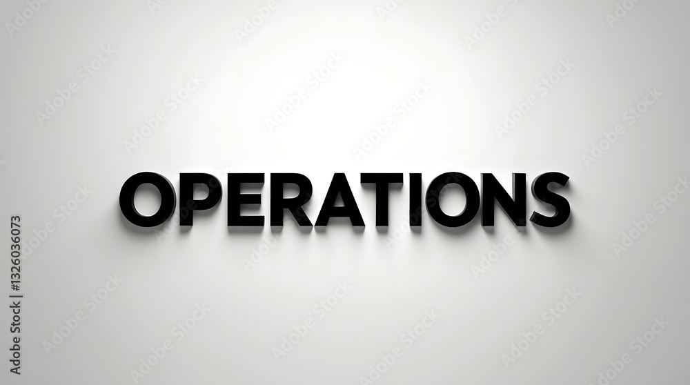Poster black shadowed text displaying the word operations against a light background