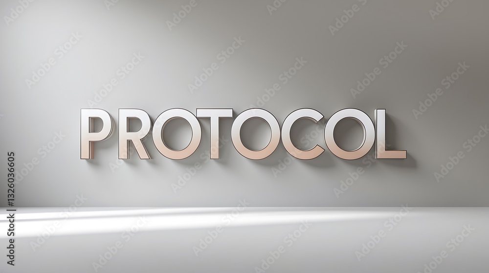 Poster modern design featuring the word protocol in a minimalist style on a plain background