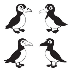 Cute and Funny Penguin Birds Vector Set