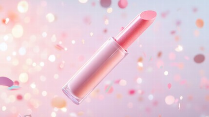 Pink tone lipstick make up isolated on a studio background,natural Liquid lipsticks,makeup cosmetic lips, product mockup for beauty fashion business,sale,swatch color,template.