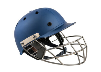 blue cricket helmet with protective grill isolated on white background PNG. GENERATIVE AI