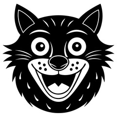 Funny Animal faces in cartoon style silhouette vector illustration