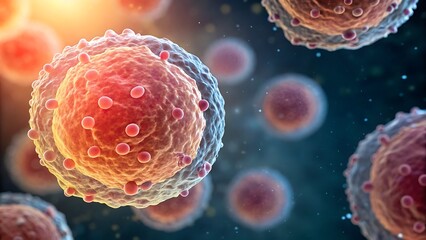 healthcare technology biotech stem cells, Microscopic view of colorful cells showcasing biological structure and complexity.