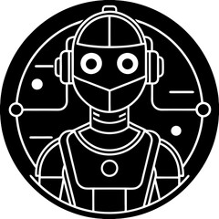 AI chatbot in a futuristic interface silhouette vector illustration