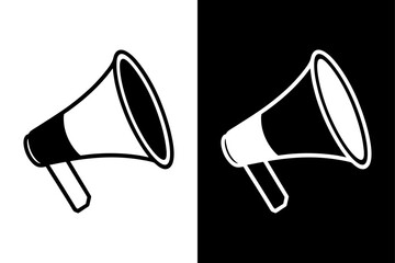 Simple Megaphone Icon High-Quality Black and White Silhouette Vector.