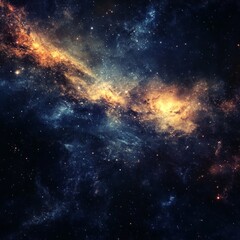 Vast Cosmic Nebula with Beautiful Colors and Stars in Space