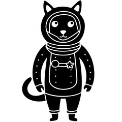 Cartoon style animal astronaut silhouette vector illustration