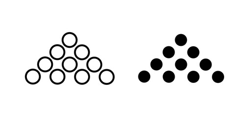Ball pile vector icon set black filled and outlined style.