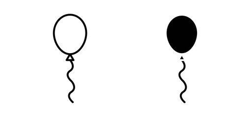Balloon vector icon set black filled and outlined style. © Gopal