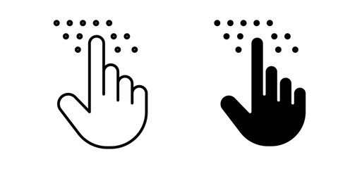 Braille vector icon set black filled and outlined style.