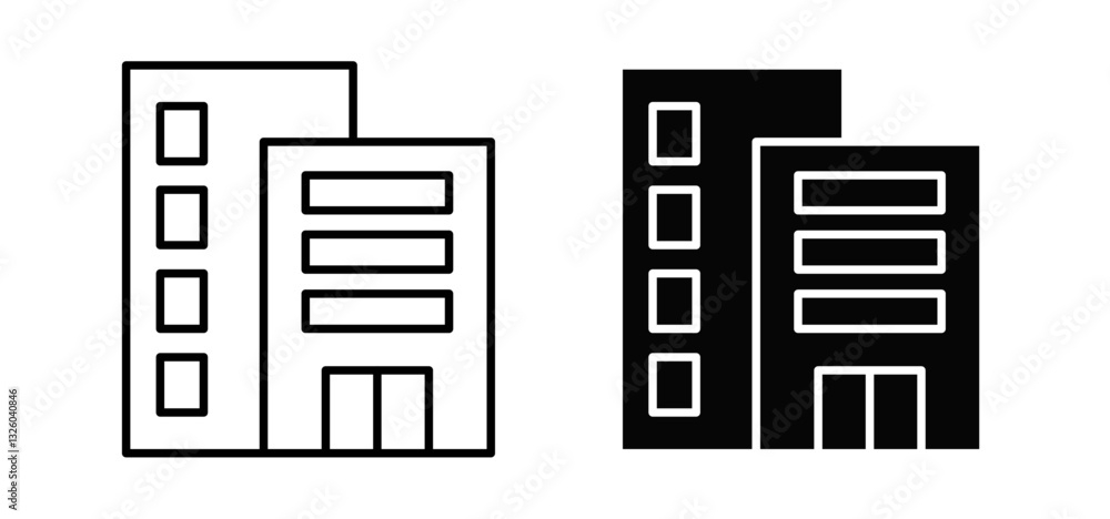 Poster build vector icon set black filled and outlined style.