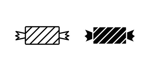 Candy-sweet vector icon set black filled and outlined style.