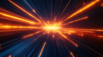 Obraz premium Glowing Light Streaks Moving Fast Towards Central Point Abstract Design