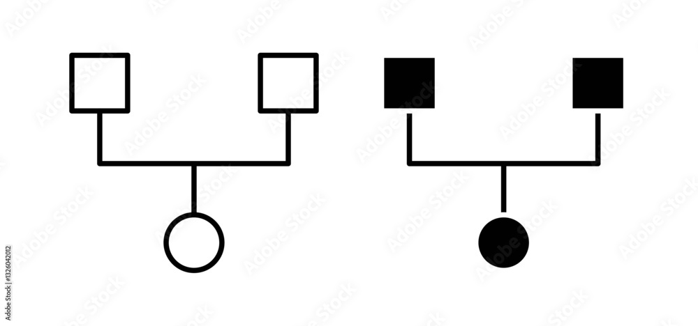 Poster code fork vector icon set black filled and outlined style.