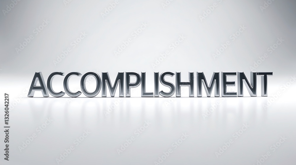 Poster reflective text emphasizing accomplishment with a sleek design on a plain backdrop