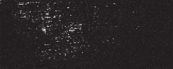 Distressed white grainy texture. Dust overlay textured. Grain noise particles. Snow effects pack. Rusted black background. Vector illustration