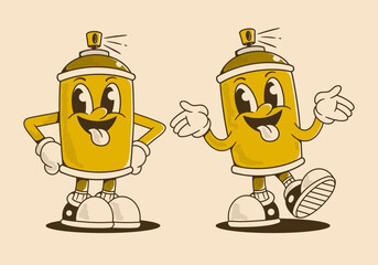 Two spray paint can character with two different pose