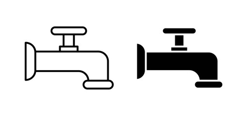 Faucet drip vector icon set black filled and outlined style.