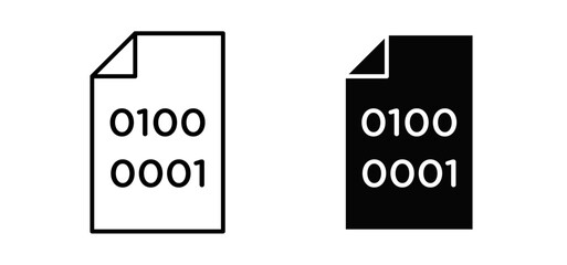 File Binary vector icon set black filled and outlined style.