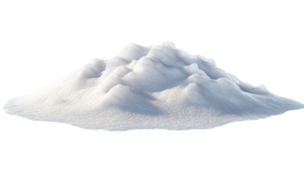 A stylized, minimalist pile of snow, cut out from a winter landscape, set against a transparent background with subtle highlights on the snow's surface.