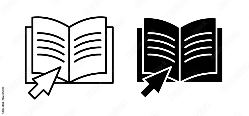 Poster guide vector icon set black filled and outlined style.
