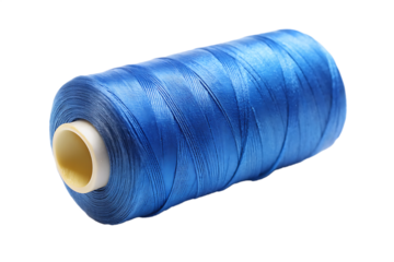 blue sewing thread isolated on white background PNG .GENERATIVE AI