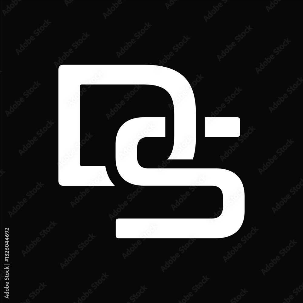 Poster the image shows a flat monogram logo design of an initial letter ds in white color on a dark backgro
