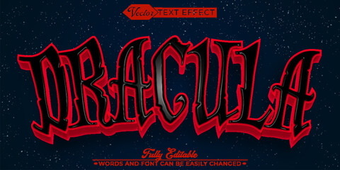 Horror Red Dracula Vector Editable Text Effect Template