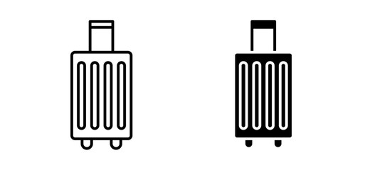Luggage vector icon set black filled and outlined style.