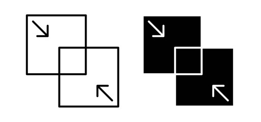 Merge vector icon set black filled and outlined style.