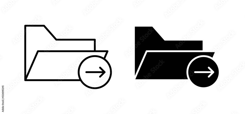 Poster move to folder vector icon set black filled and outlined style.
