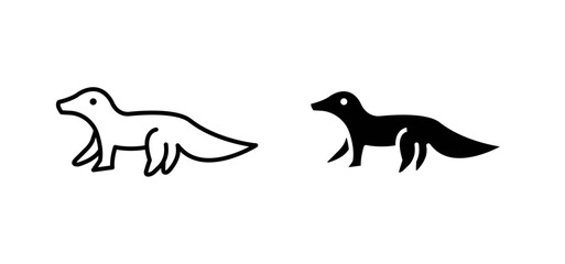 Otter vector icon set black filled and outlined style.