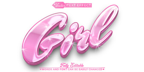 Pink Girl Vector Editable Text Effect Template