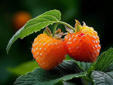a close-up of an orange cloudberry,