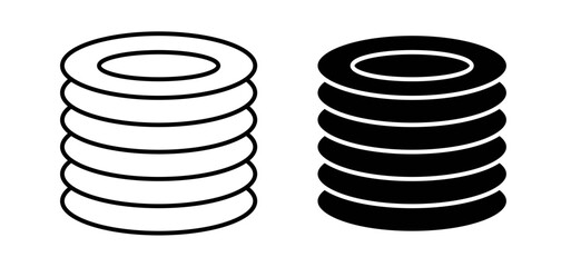 Plates vector icon set black filled and outlined style.