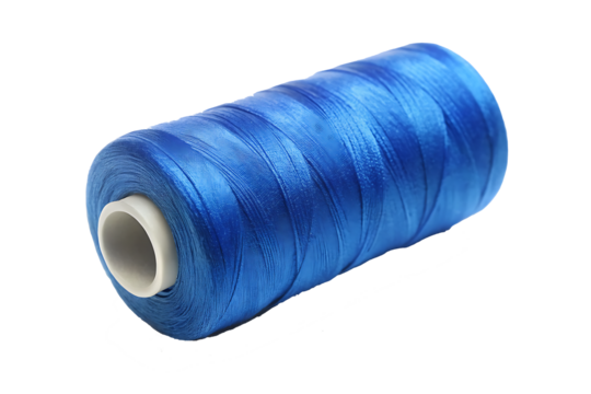  blue sewing thread isolated on white background PNG .GENERATIVE AI